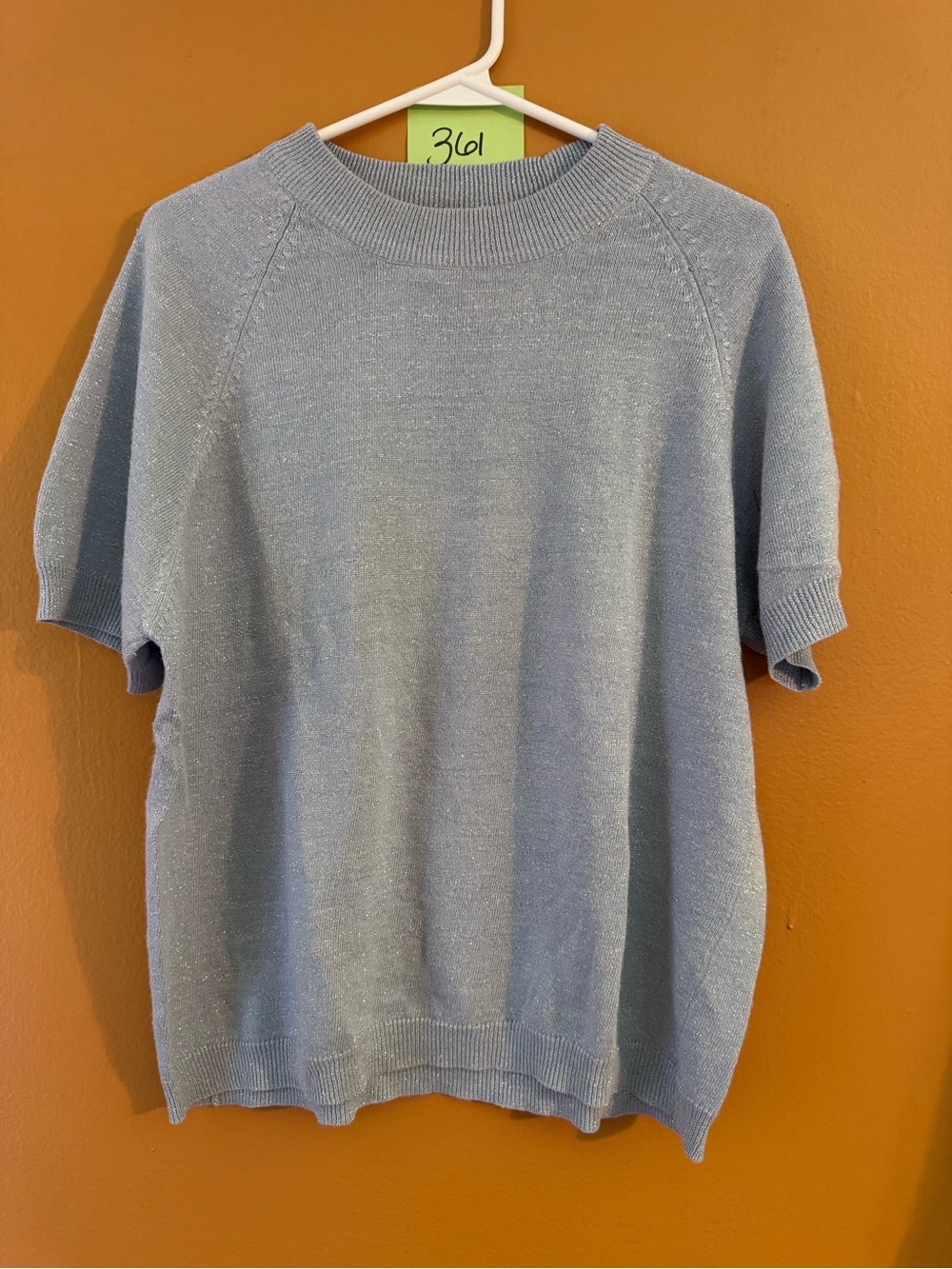 Teddi Light Blue Short-Sleeve Crewneck Sweater